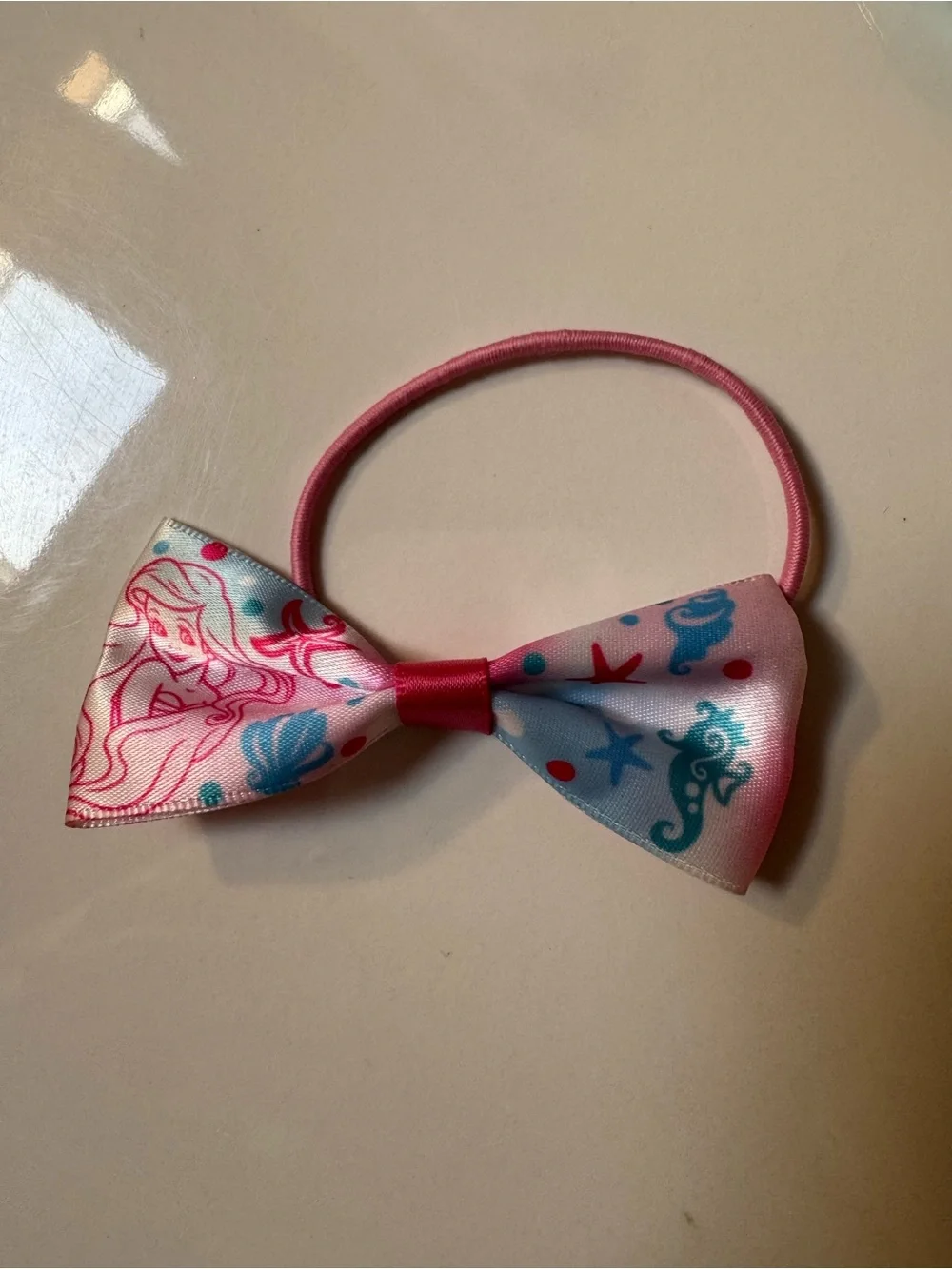 Tokyo DisneySea Ariel Pink Bow, Teal Heart & tinker bell Butterfly Hair Tie Set